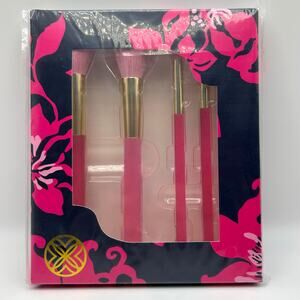 Lilly Pulitzer 5-Piece Makeup Brush Set NEW Passion Fruit Pink GWP